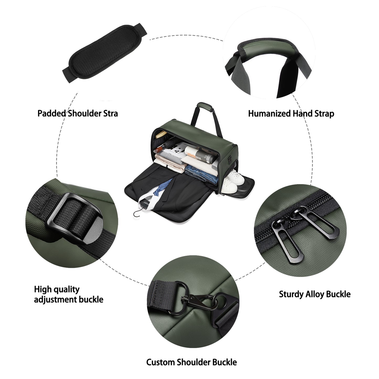 Moulyan Garment Duffle Bags for Travel,Moulyan Convertible Carry on Garment Bag with Shoe Compartment,3 in 1 Waterproof Travel Suit Bag with Shoulder Strap for Men Women