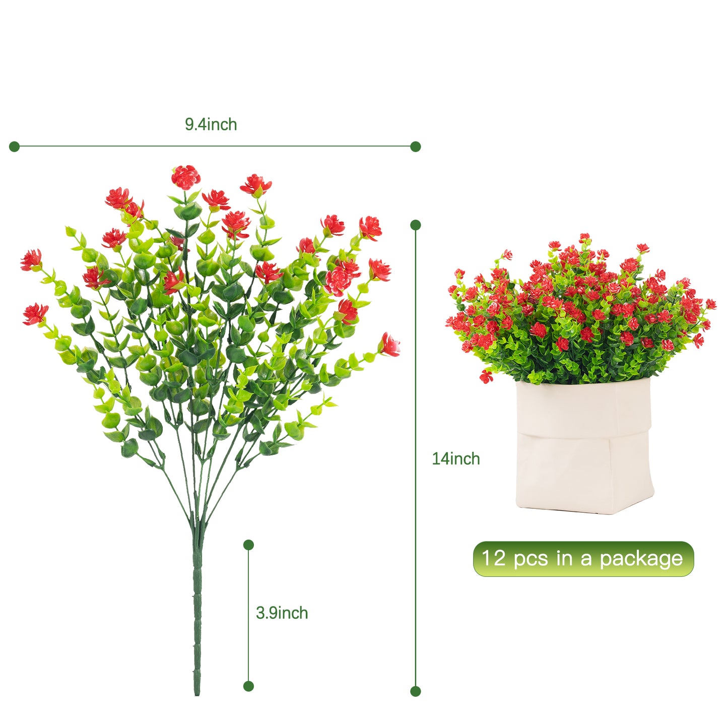 Moulyan 12 Bundles Artificial Fake Flowers, Faux Outdoor Plastic Plants UV Resistant Fake Outdoor Flowers Outside Outdoor Decoration Garden Porch Window Box Home Wedding Décor