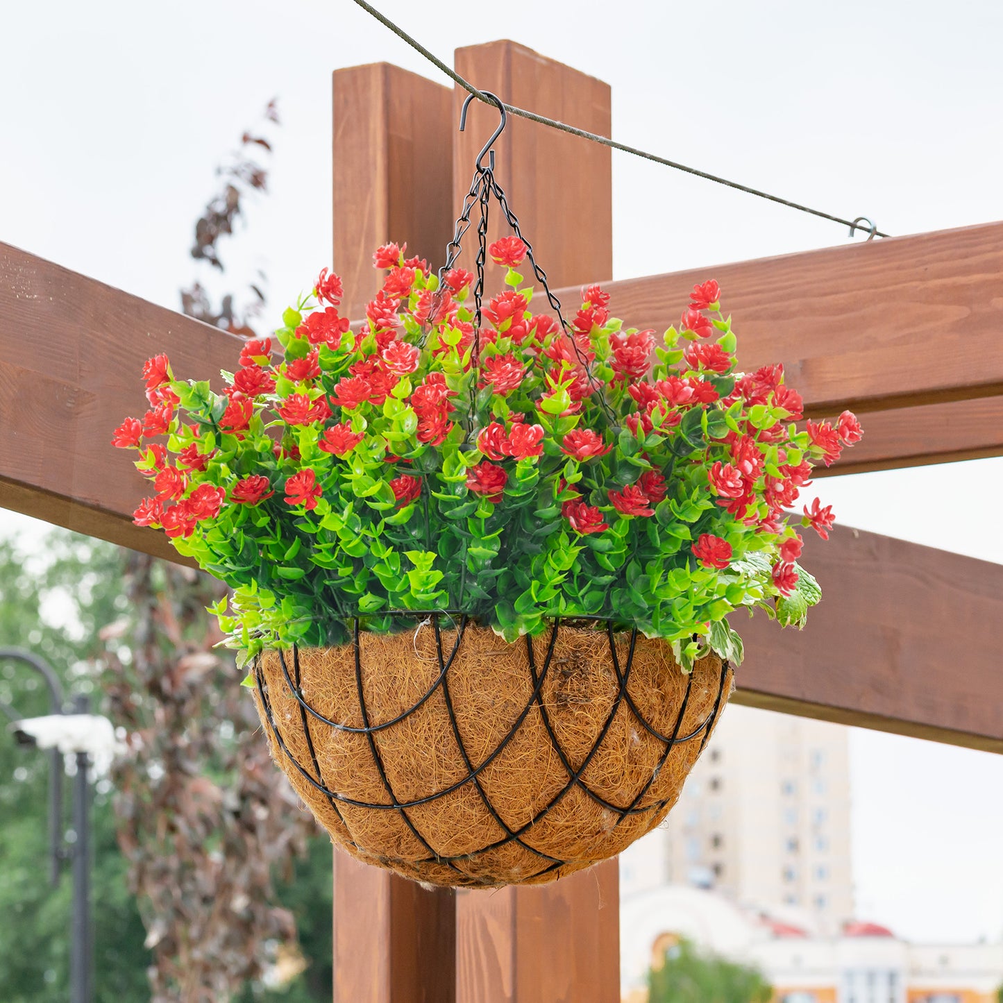 Moulyan 12 Bundles Artificial Fake Flowers, Faux Outdoor Plastic Plants UV Resistant Fake Outdoor Flowers Outside Outdoor Decoration Garden Porch Window Box Home Wedding Décor