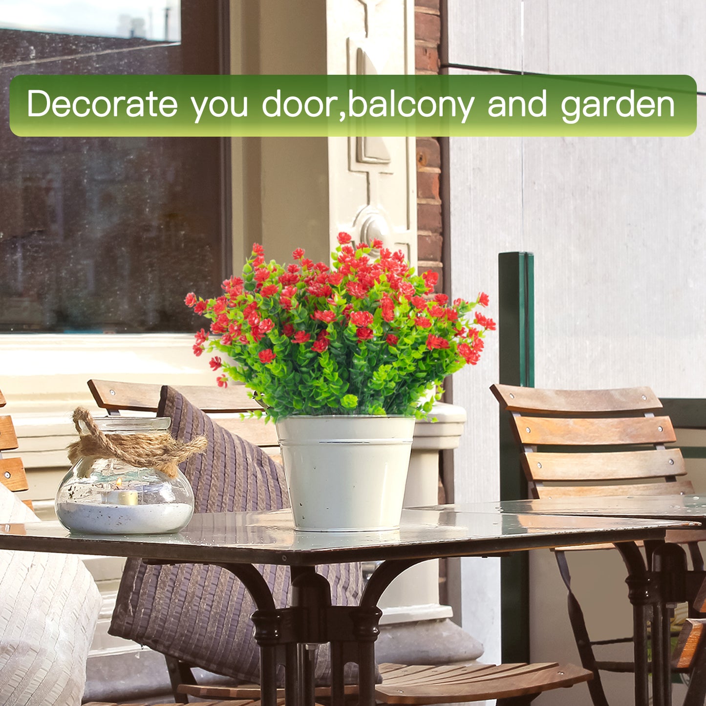 Moulyan 12 Bundles Artificial Fake Flowers, Faux Outdoor Plastic Plants UV Resistant Fake Outdoor Flowers Outside Outdoor Decoration Garden Porch Window Box Home Wedding Décor