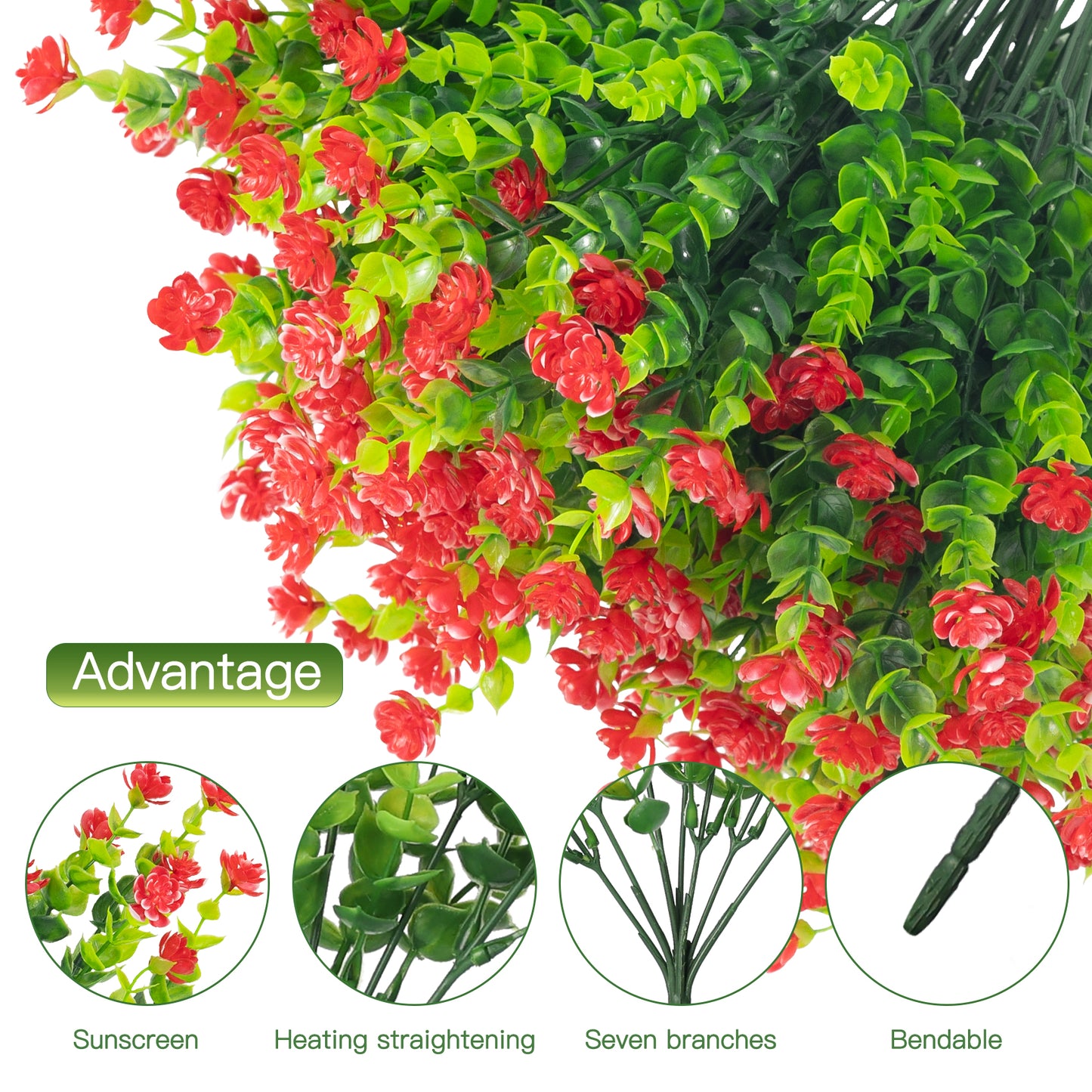 Moulyan 12 Bundles Artificial Fake Flowers, Faux Outdoor Plastic Plants UV Resistant Fake Outdoor Flowers Outside Outdoor Decoration Garden Porch Window Box Home Wedding Décor