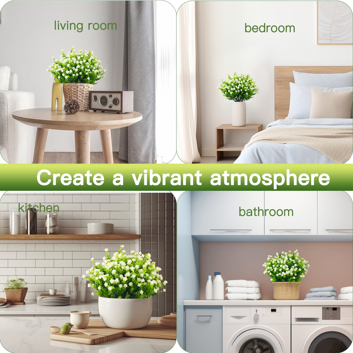 Moulyan 12 Bundles Artificial Fake Flowers, Faux Outdoor Plastic Plants UV Resistant Shrubs Outside Indoor Decorations