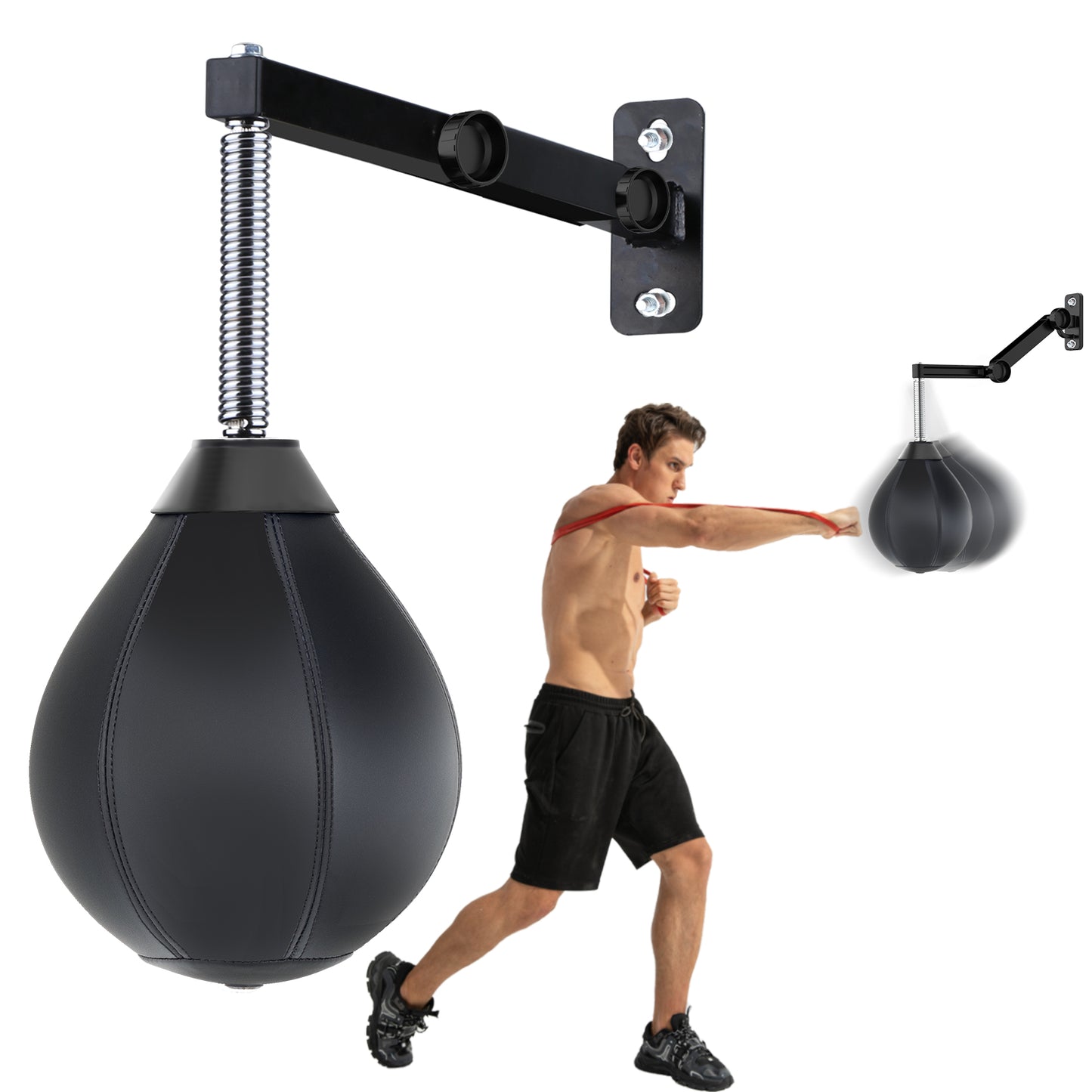 Moulyan Speed Bag for Boxing,Punching Bag Wall Mount Height Adjustable Boxing Reflex Ball Speed Bag for Boxing Boxing for Adults Men&Women Kids