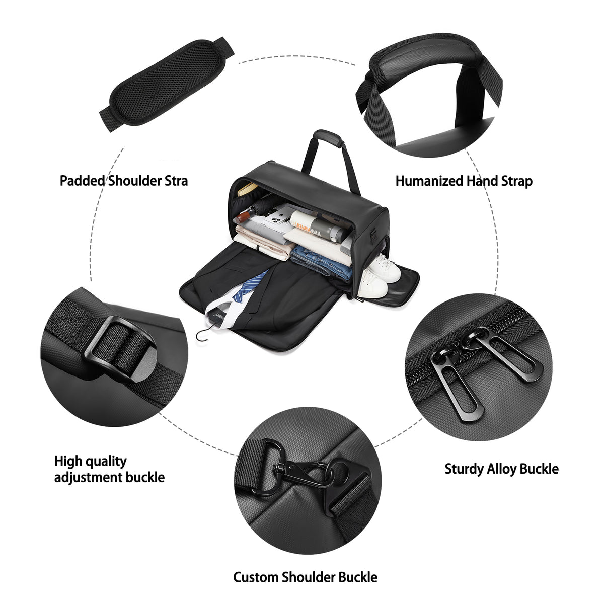 Moulyan Moulyan Garment Duffle Bags for Travel,Moulyan Convertible Carry on Garment Bag with Shoe Compartment,3 in 1 Waterproof Travel Suit Bag with Shoulder Strap for Men Women