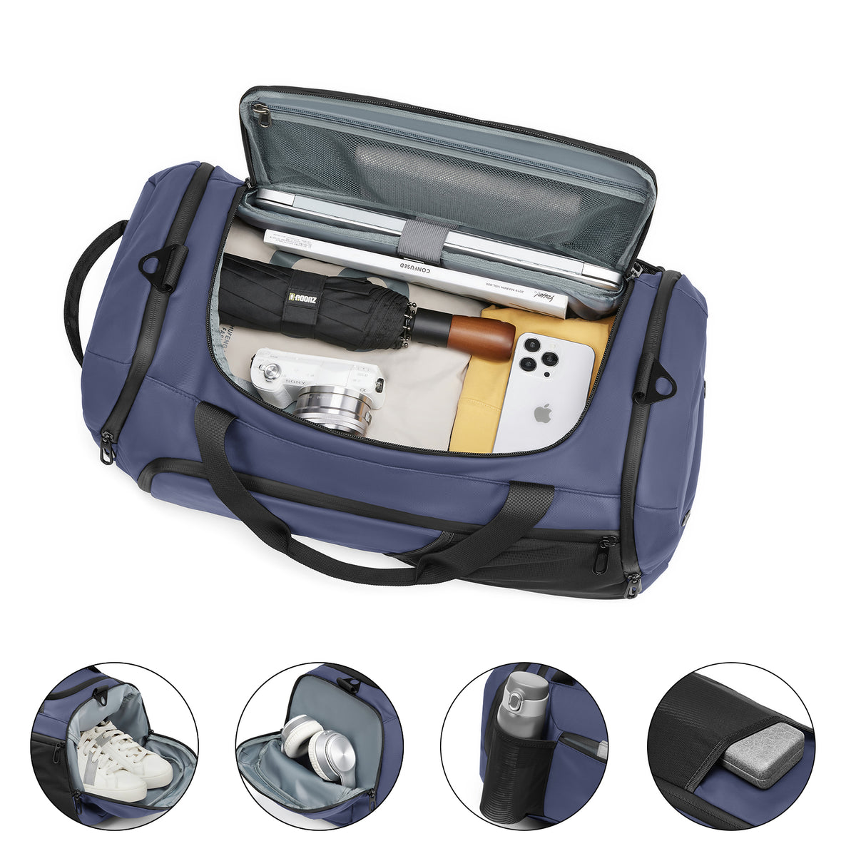 Moulyan Gym Duffle Bag Waterproof Sports Duffel Bags Travel Weekender Bag for Men Women Overnight Bag with Shoes Compartment