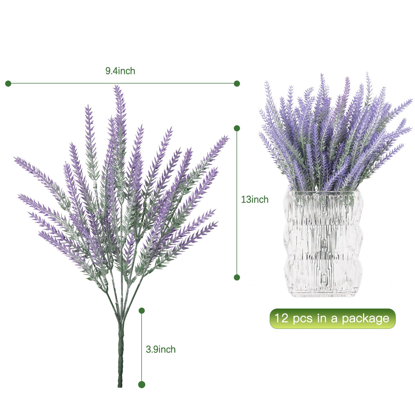 Moulyan 12 Bundles Fake Flowers Artificial Lavender Faux Plastic Purple Flowers for Home Wedding Kitchen Garden Patio Window Box