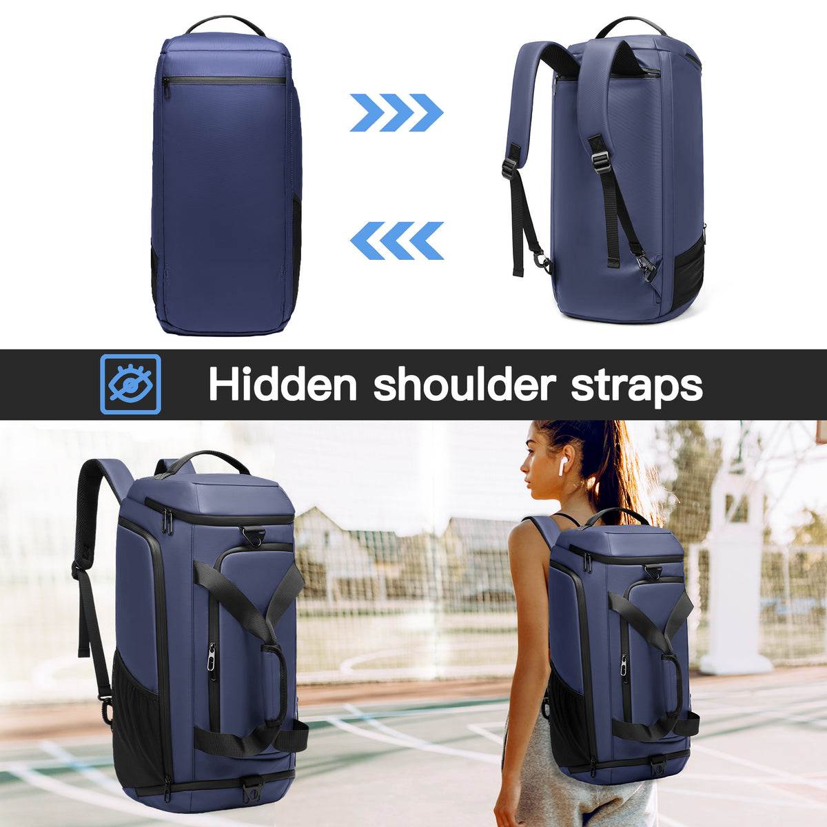 Moulyan Gym Duffle Bag Waterproof Sports Duffel Bags Travel Weekender Bag for Men Women Overnight Bag with Shoes Compartment