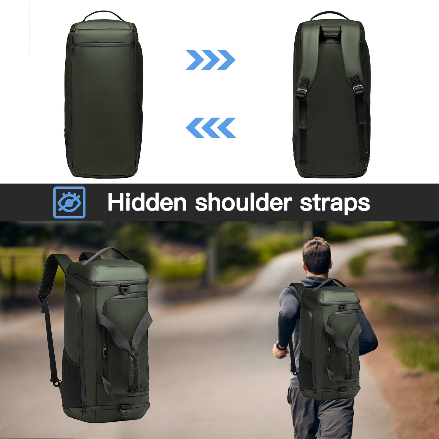 Moulyan Gym Duffle Bag Waterproof Sports Duffel Bags Travel Weekender Bag for Men Women Overnight Bag with Shoes Compartment