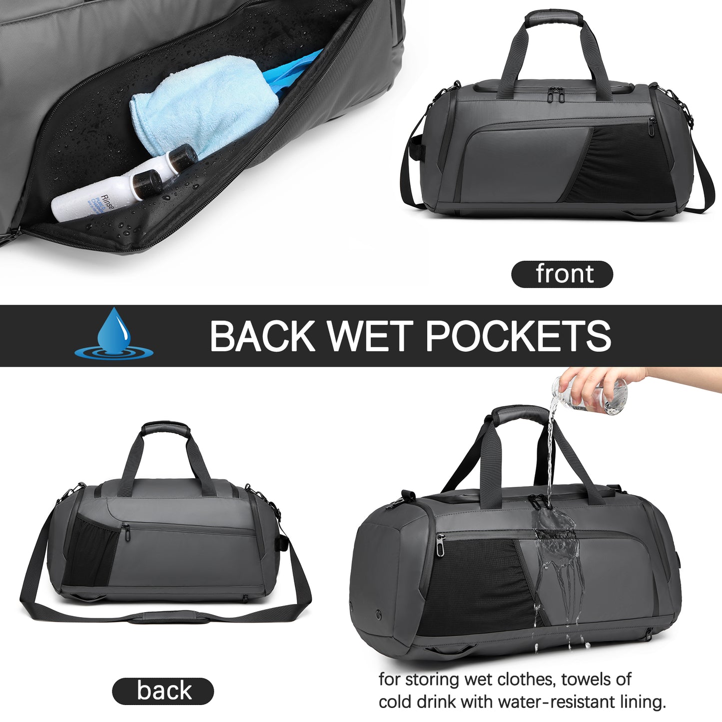 Moulyan Gym Duffle Bag Waterproof Sports Duffel Bags Travel Weekender Bag for Men Women Overnight Bag with Shoes Compartment