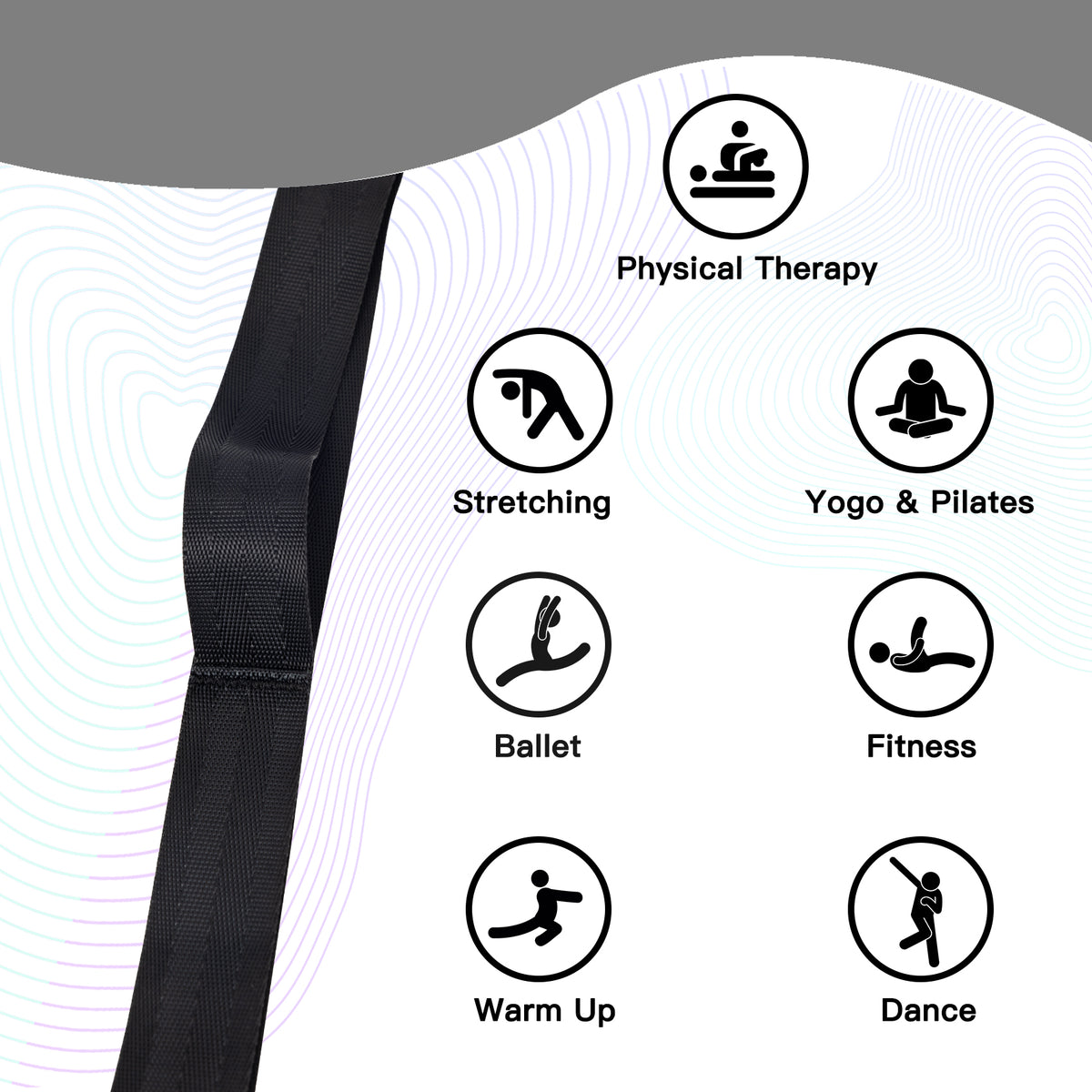 Stretching Strap Yoga Strap for Physical Therapy,10 Loops Yoga Straps for Stretching,Non-Elastic Stretch Strap for Pilates, Flexibility, Exercise, Stretch Band Women Men
