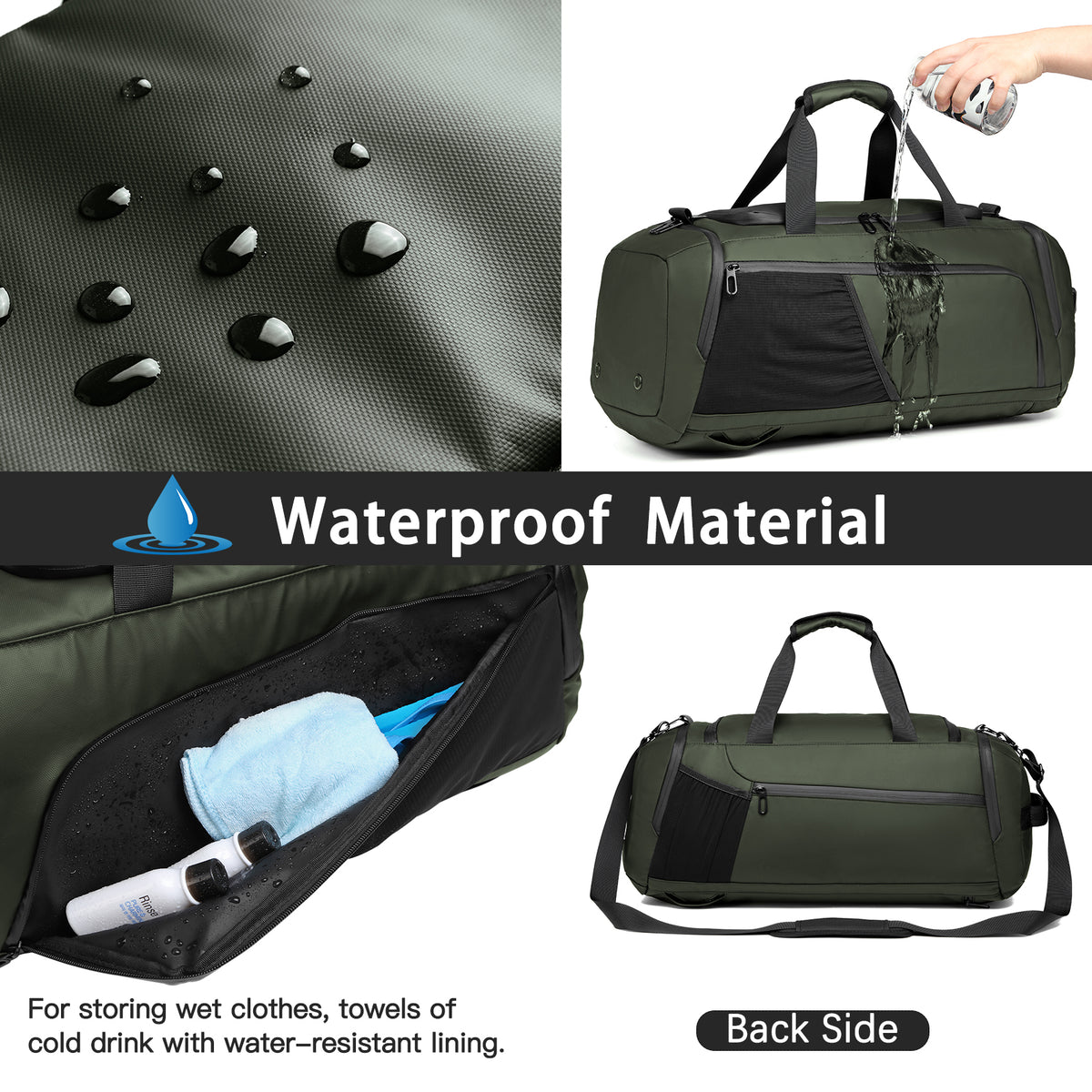 Moulyan Gym Duffle Bag Waterproof Sports Duffel Bags Travel Weekender Bag for Men Women Overnight Bag with Shoes Compartment