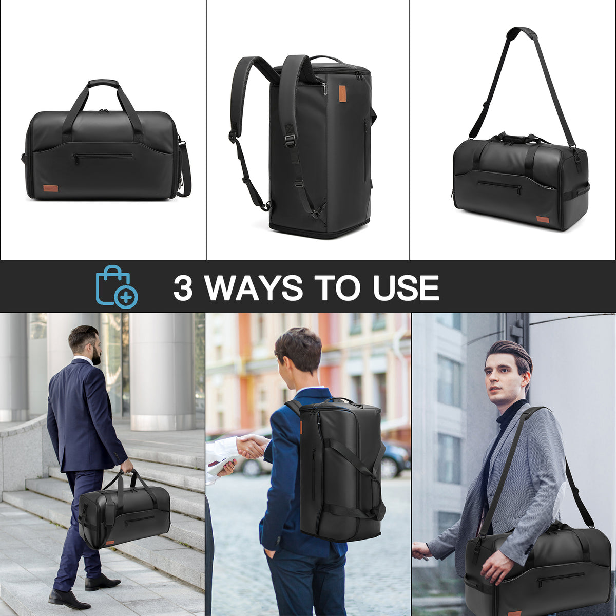 Moulyan Moulyan Garment Duffle Bags for Travel,Moulyan Convertible Carry on Garment Bag with Shoe Compartment,3 in 1 Waterproof Travel Suit Bag with Shoulder Strap for Men Women