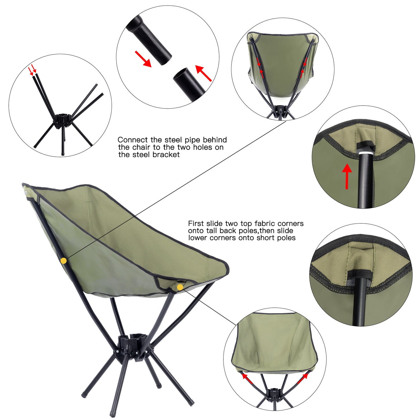 Moulyan Portable Camping Chairs,Lightweight Folding Camping Chairs with Storage Bag,Backpacking Chair for Outside Camping, Hiking, Travel, Beach and Sports