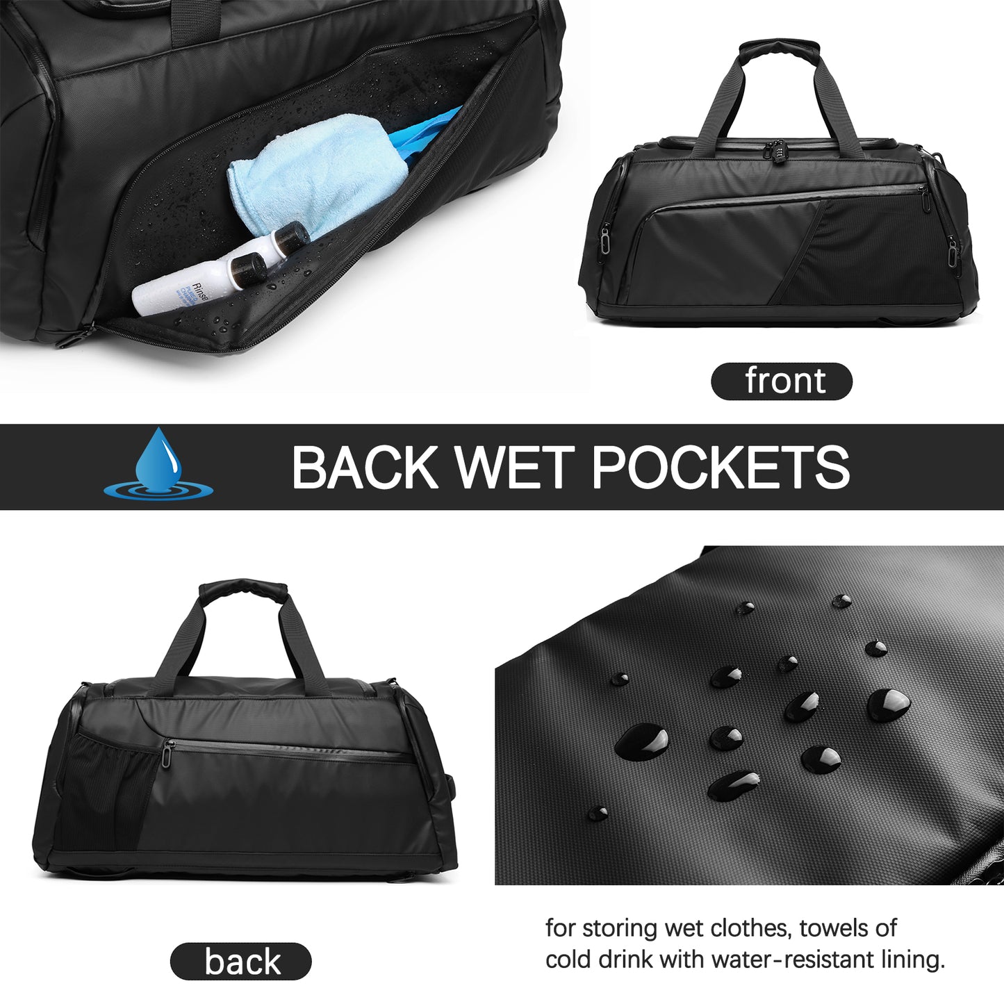 Moulyan Gym Duffle Bag Waterproof Sports Duffel Bags Travel Weekender Bag for Men Women Overnight Bag with Shoes Compartment