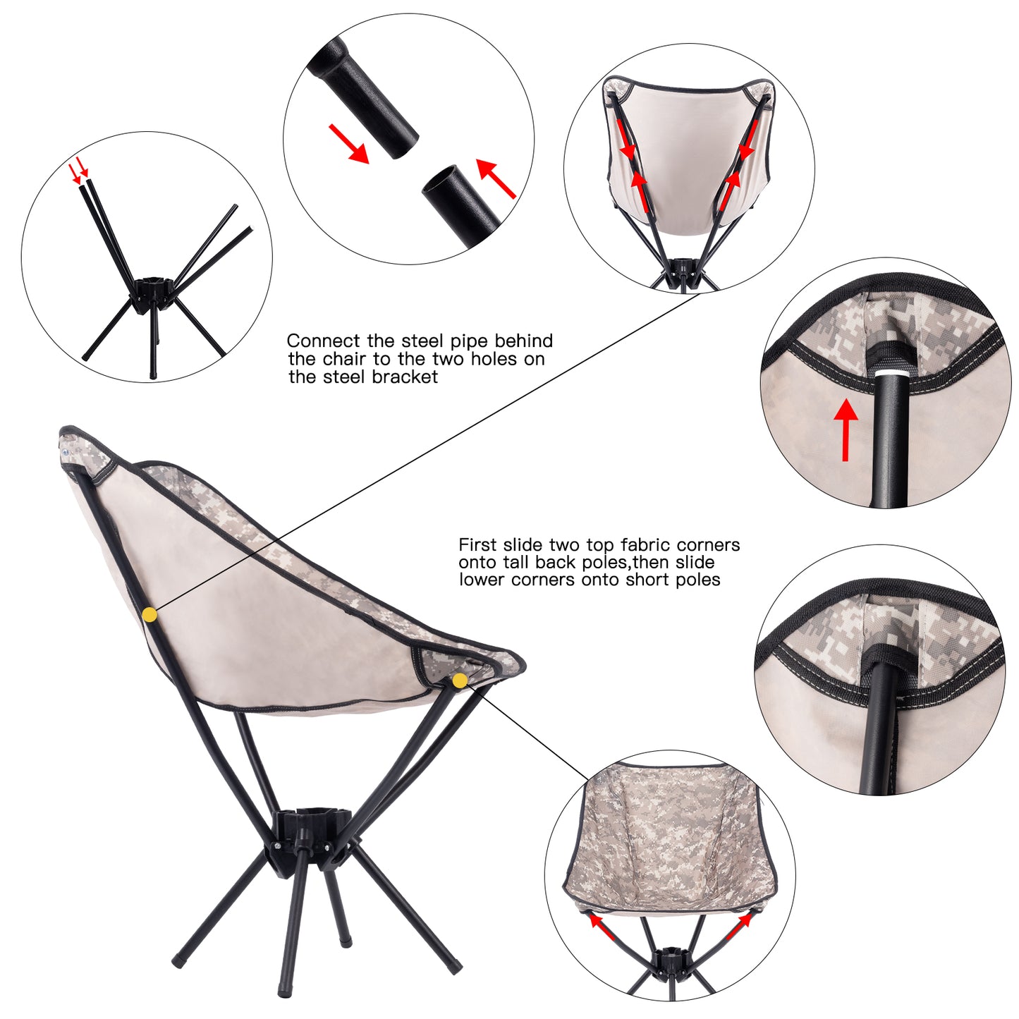 Moulyan Portable Camping Chairs,Lightweight Folding Camping Chairs with Storage Bag,Backpacking Chair for Outside Camping, Hiking, Travel, Beach and Sports