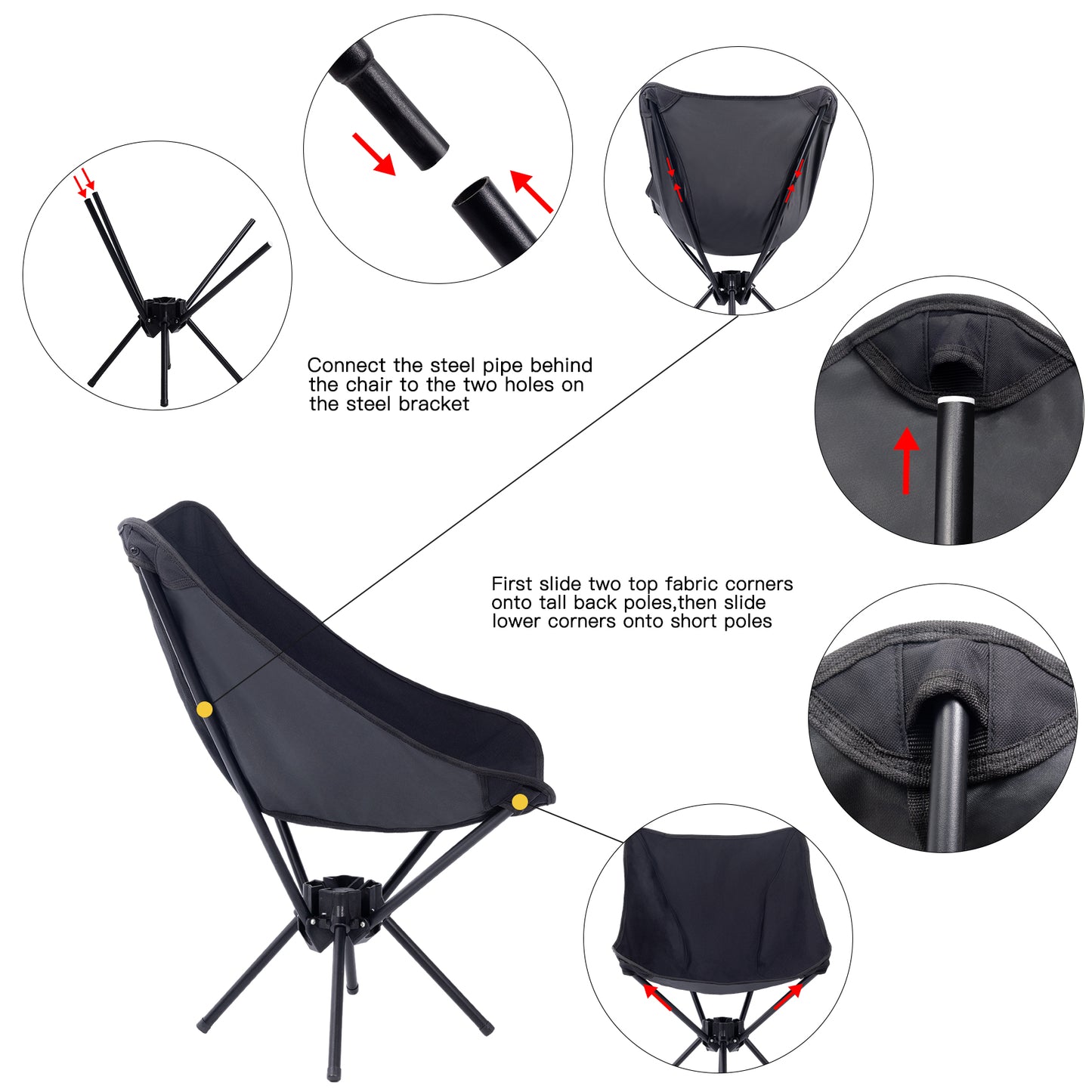 Moulyan Portable Camping Chairs,Lightweight Folding Camping Chairs with Storage Bag,Backpacking Chair for Outside Camping, Hiking, Travel, Beach and Sports